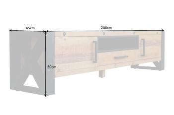 TV lowboard massief hout 200 cm