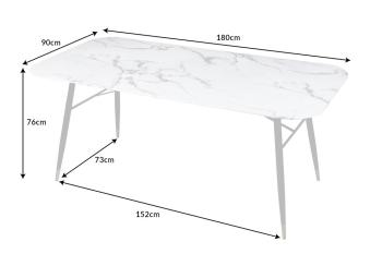 Eettafel glas wit marmer look