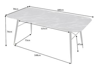 Eettafel glas grijs marmer look