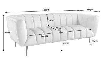 bankstel grijs fluweel 225 cm