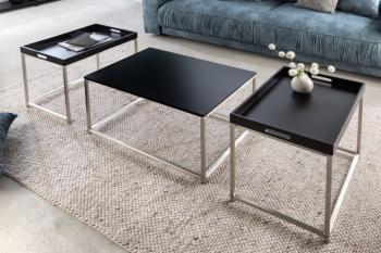 tafelset zwart met dienbladen