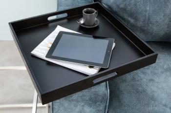 tafelset zwart met dienbladen 2-delig