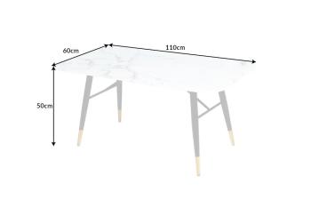 Hoge salontafel wit marmerlook 110 cm