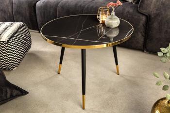 salontafel marmerlook zwart goud 60 cm