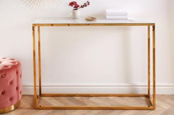 sidetable goud marmerlook wit 110 cm