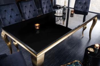 Barok eettafel goud met zwart glas 180 cm