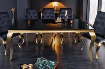 Barok eettafel goud met zwart glas 180 cm