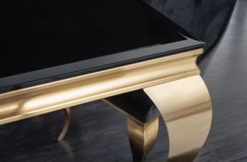 Barok eettafel goud met zwart glas 180 cm
