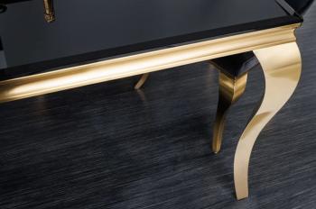 Barok eettafel goud met zwart glas 180 cm