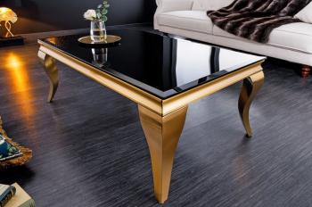 Barock salontafel goud & zwart glas