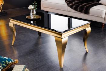 Barock salontafel goud & zwart glas