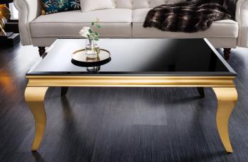 Barock salontafel goud & zwart glas