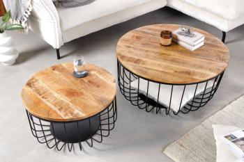 ronde salontafel set mango naturel