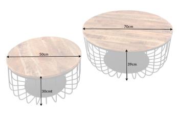 ronde salontafel set mango naturel