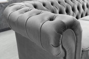 chesterfield bankstel fluweel grijs