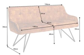 tafelbank euphoria geel fluweel 156 cm