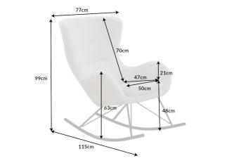 schommel fauteuil wit bouclé