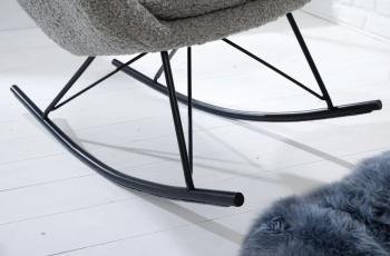 schommel fauteuil grijs bouclé