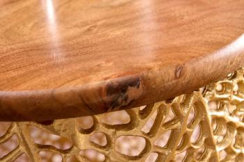 Detail rand salontafel goud acacia 73 cm