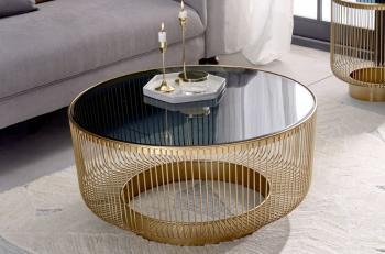 variation design salontafel goud zwart glas