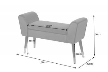 bankje grijs stof 90 cm