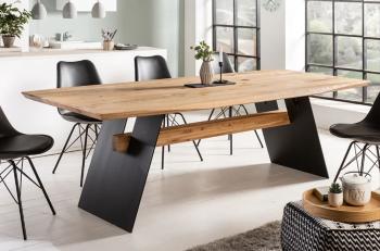 Schuin vooraanzicht design eetkamertafel eiken 240 cm