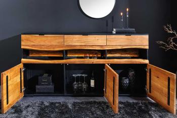 Binnekant dressoir mangohout op frame 150 cm