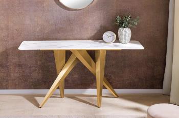sidetable Art Design wit keramiek champagne goud 140 cm