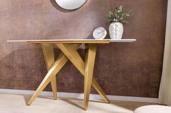 sidetable Art Design wit keramiek champagne goud 140 cm