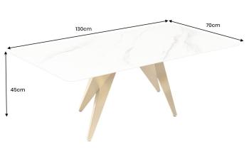 Salontafel wit marmerlook keramiek goud 130 cm