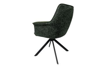 Luxe Eetkamerstoel groen Echt leder met stof draaibaar