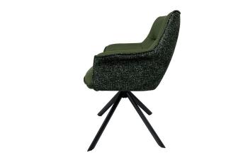 Luxe Eetkamerstoel groen Echt leder met stof draaibaar