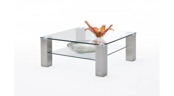 glazen salontafel edelstaal optiek poten