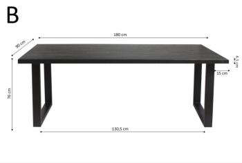 eettafel mangohout zwart 200 cm