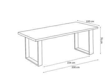 eettafel mangohout zwart 200 cm