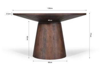 eettafel mangohout bruin 130 cm