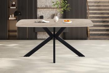ovale eetkamertafel beige keramiek glanzend 160 cm
