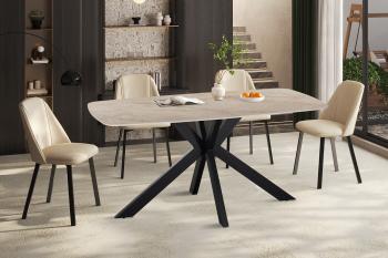 ovale eetkamertafel beige keramiek glanzend 160 cm