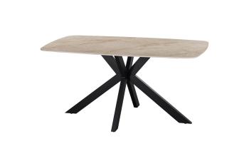 ovale eetkamertafel beige keramiek glanzend 160 cm