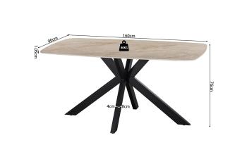 ovale eetkamertafel beige keramiek glanzend 160 cm