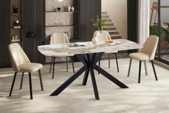 ovale eetkamertafel pandora keramiek glanzend 160 cm