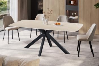 ovale eetkamertafel travertin beige keramiek 180 cm