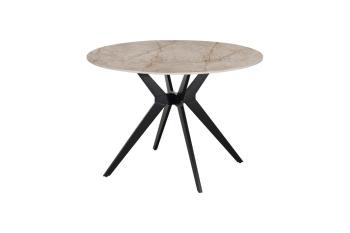 Ronde eettafel keramiek beige glanzend 110 cm