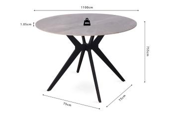 ronde eettafel keramiek italiaans grijs glanzend 110 cm