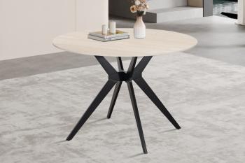 Ronde eettafel keramiek travertin look 110 cm
