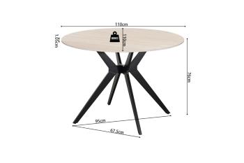 Ronde eettafel keramiek travertin look 110 cm