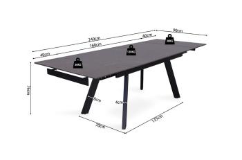 Uitschuifbare eettafel zwart keramiek 160-240cm