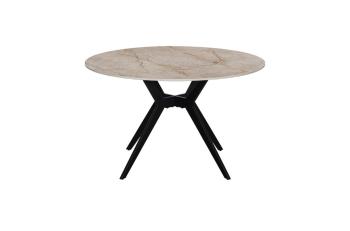 Ronde eettafel keramiek beige glanzend 120 cm