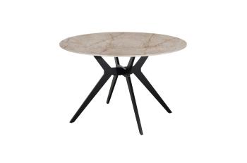 Ronde eettafel keramiek beige glanzend 120 cm