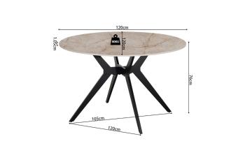 Ronde eettafel keramiek beige glanzend 120 cm